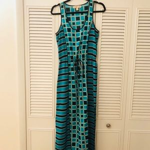 Michael Kors Green and Black Stripe Maxi Dress - S